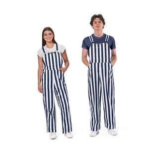 Game Bibs Striped Navy Blue & White Adult Game Day Overalls